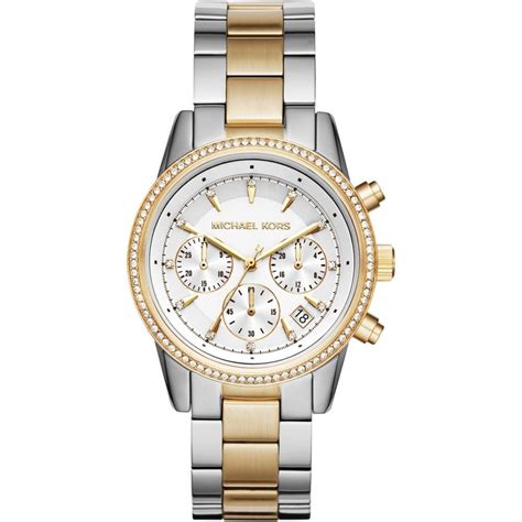 michael kors womens ritz two-tone chronograph watch|michael kors white watches women.